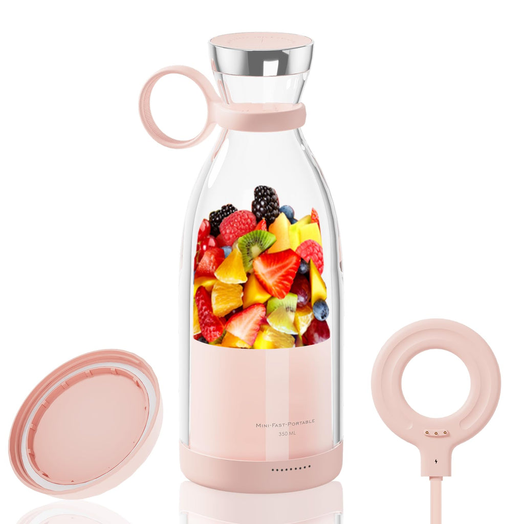 OTPEIR Portable Blender for Shakes and Smoothies with 11.83 Oz Travel Cup and Lid,Durable Stainless Steel Blades for Juice Blending Performance, Pink