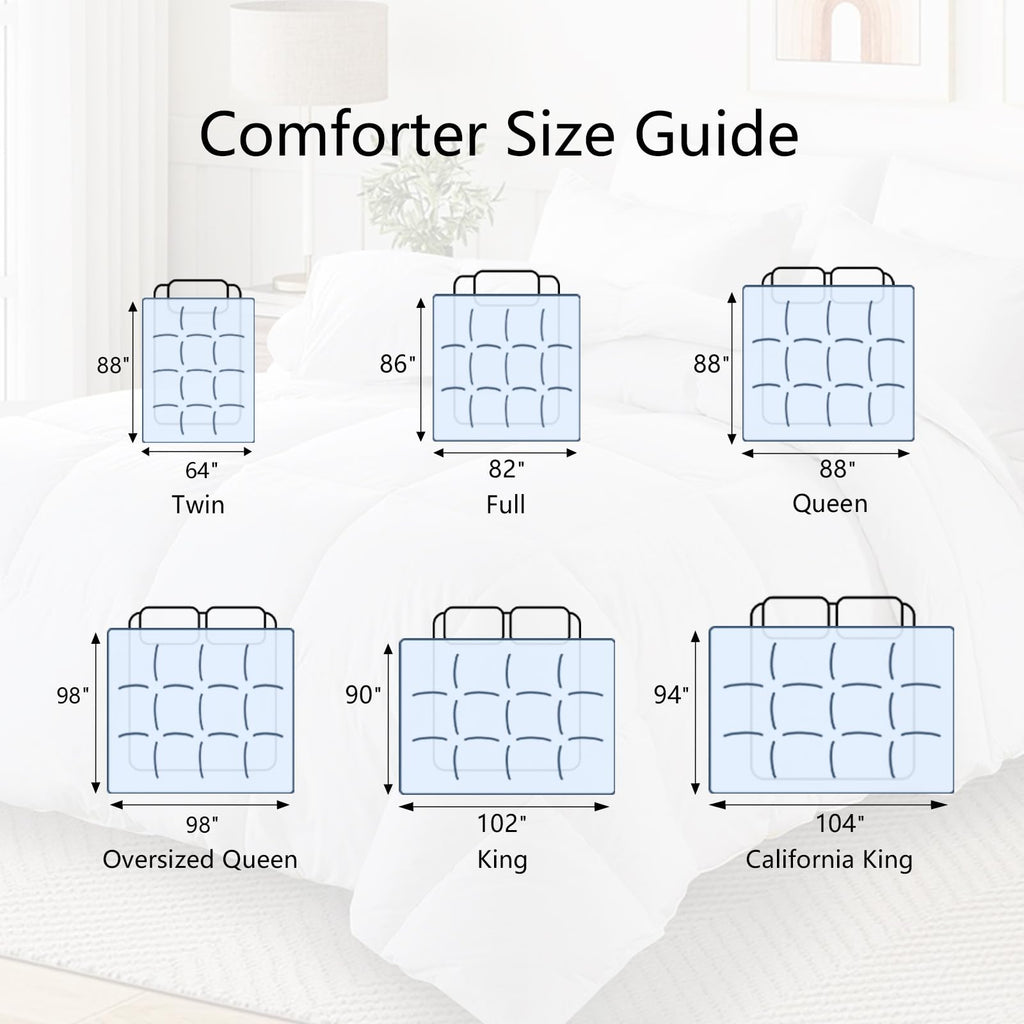 TEXARTIST Premium 2100 Series Queen Comforter All Season Breathable White Comforter Soft 4D Spiral Fiber Quilted Down Alternative Duvet Insert with Corner Tabs Luxury Hotel Style (88"x88")