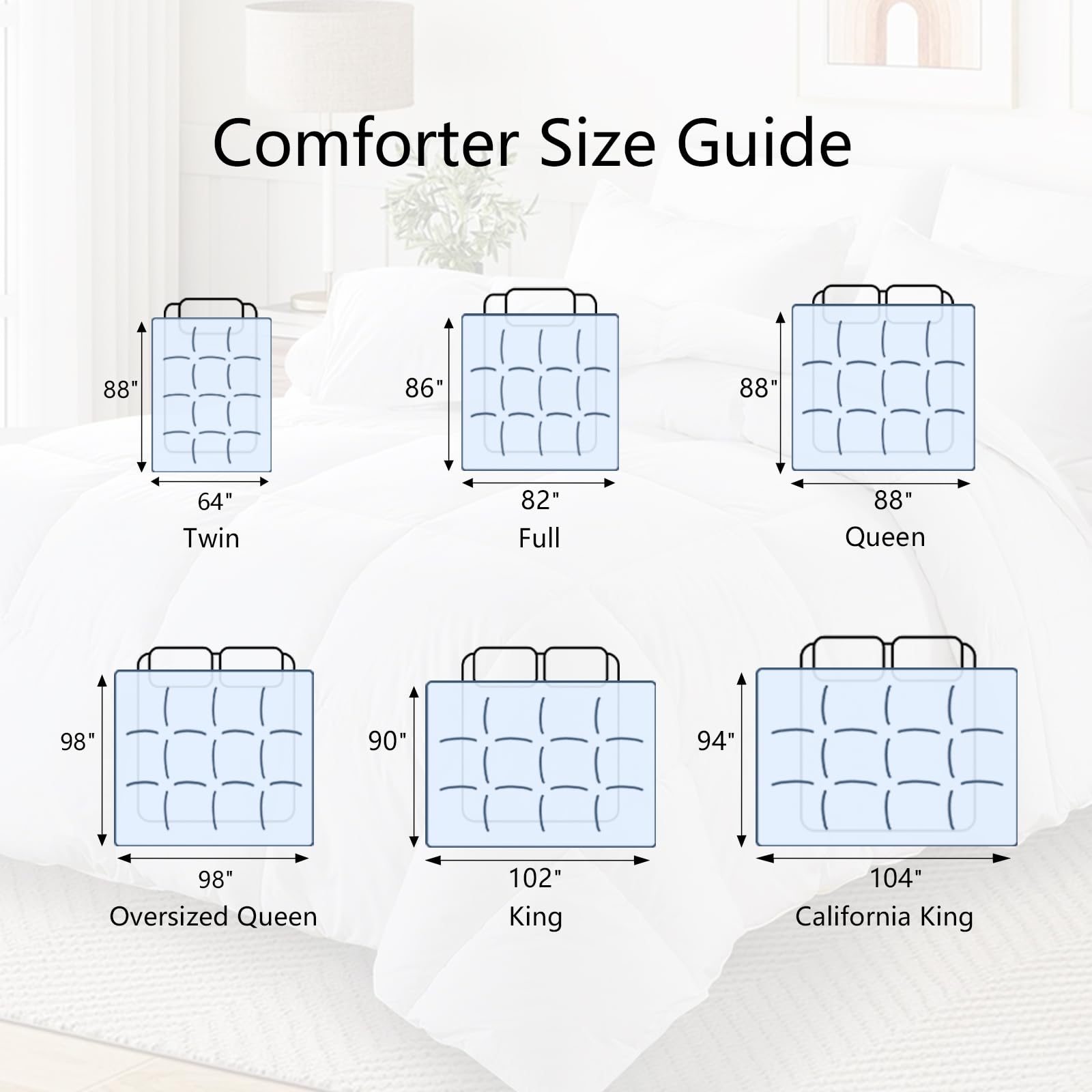 TEXARTIST Premium 2100 Series Queen Comforter All Season Breathable White Comforter Soft 4D Spiral Fiber Quilted Down Alternative Duvet Insert with Corner Tabs Luxury Hotel Style (88"x88")