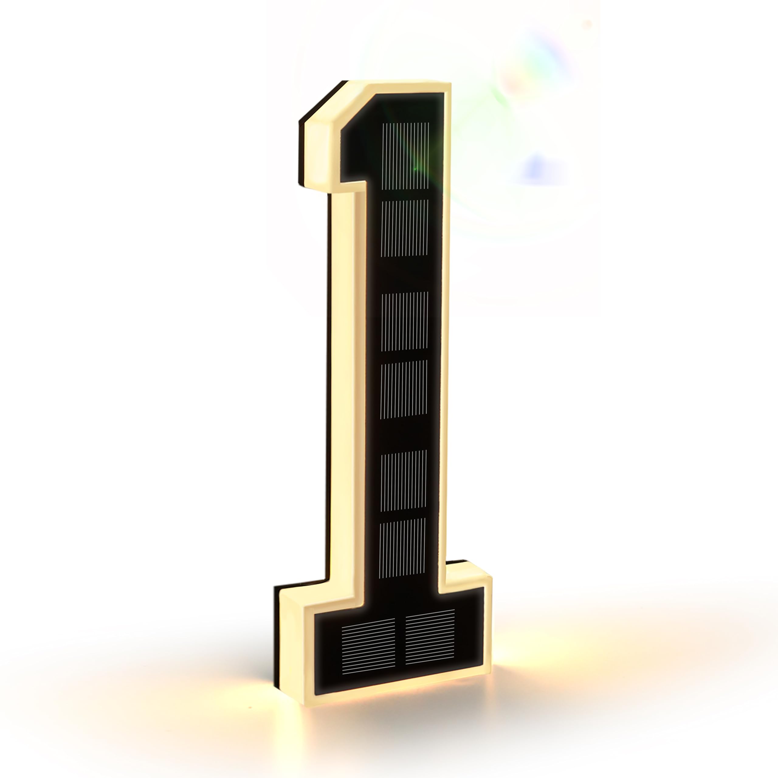 ISUNMEA 9 Inch Solar Lighted House Numbers for Outside, Light Up Waterproof LED Address Numbers Signs for Houses, Large Personalized Illuminated Exterior Modern House Numbers Light (1-Black, 9IN)