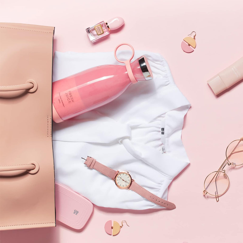 OTPEIR Portable Blender for Shakes and Smoothies with 11.83 Oz Travel Cup and Lid,Durable Stainless Steel Blades for Juice Blending Performance, Pink