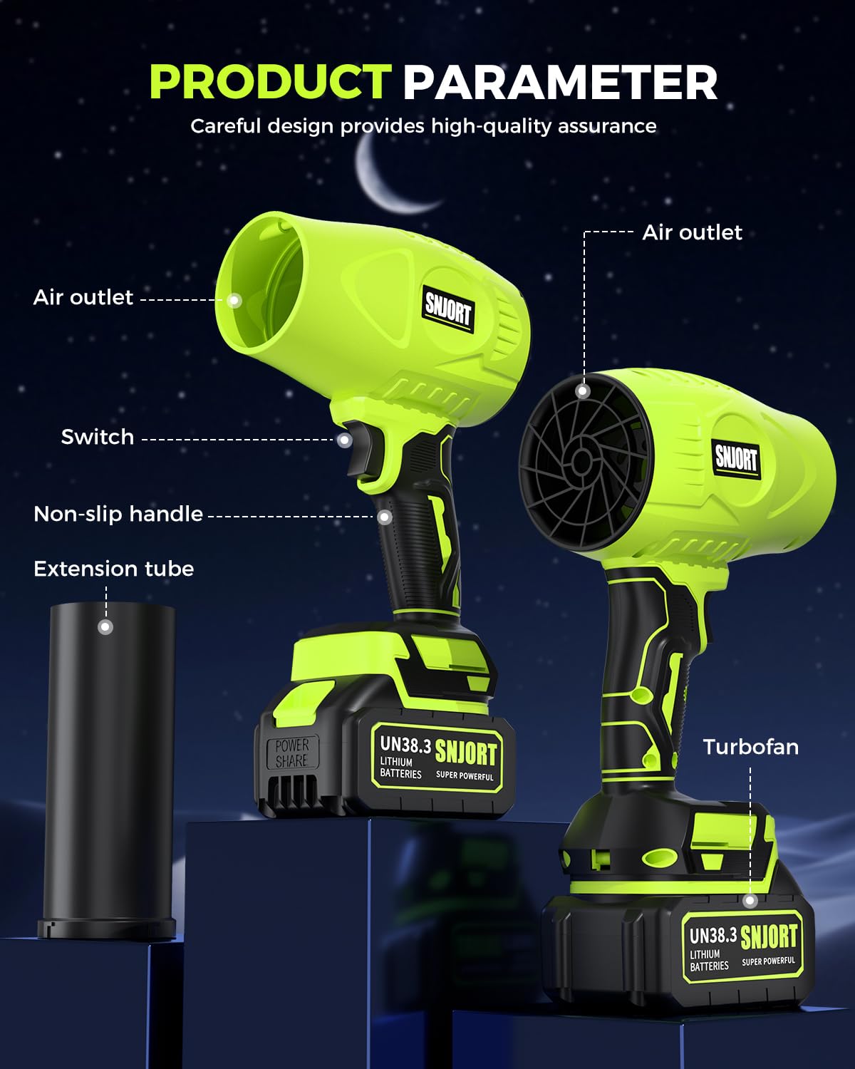 Leaf Blower Cordless with Battery and Charger, 800,000 RPM, Extended Nozzle, Lightweight Handheld Design,Blower for Patio Cleaning,car Blowing Water, Blowing Leaves and Dust（Bright Green）