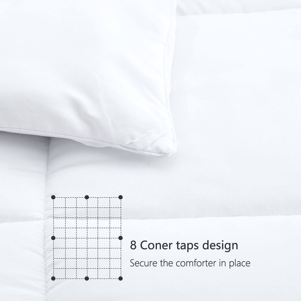 TEXARTIST Premium 2100 Series Queen Comforter All Season Breathable White Comforter Soft 4D Spiral Fiber Quilted Down Alternative Duvet Insert with Corner Tabs Luxury Hotel Style (88"x88")