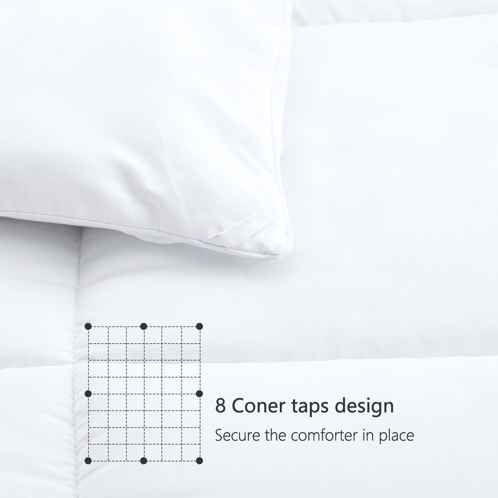 TEXARTIST Premium 2100 Series Queen Comforter All Season Breathable White Comforter Soft 4D Spiral Fiber Quilted Down Alternative Duvet Insert with Corner Tabs Luxury Hotel Style (88"x88")