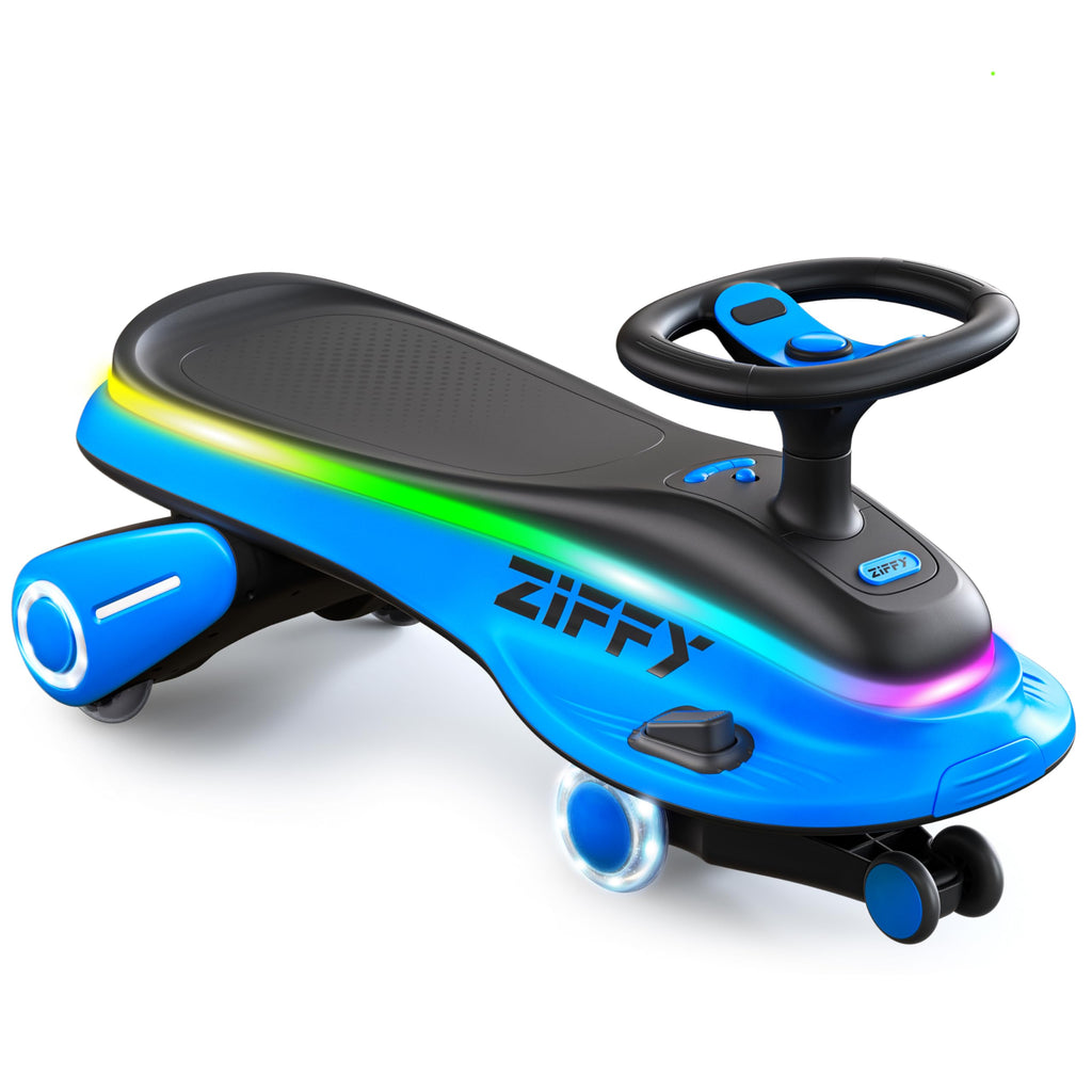 ZIFFY 45W 5.5A Light-Up Electric Wiggle Car with Pedal, Rechargeable Battery, 2-in-1 Swing Car, 2 Speed Ride-On Toy, Anti-Rollover, Flashing Wheels for Ages 3+ (Up to 110 lbs)