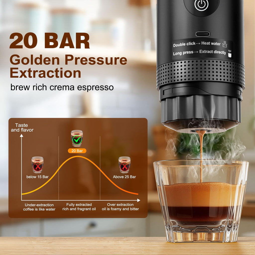 Zordin Portable Espresso Machine for Hiking Smart Display, 20 bar Mini Travel Coffee maker, Expresso Coffee Machines with USB-C,3-in-1 Car Coffee Maker Self-Heating, Ground Coffee & Capsule(Ns&DG)