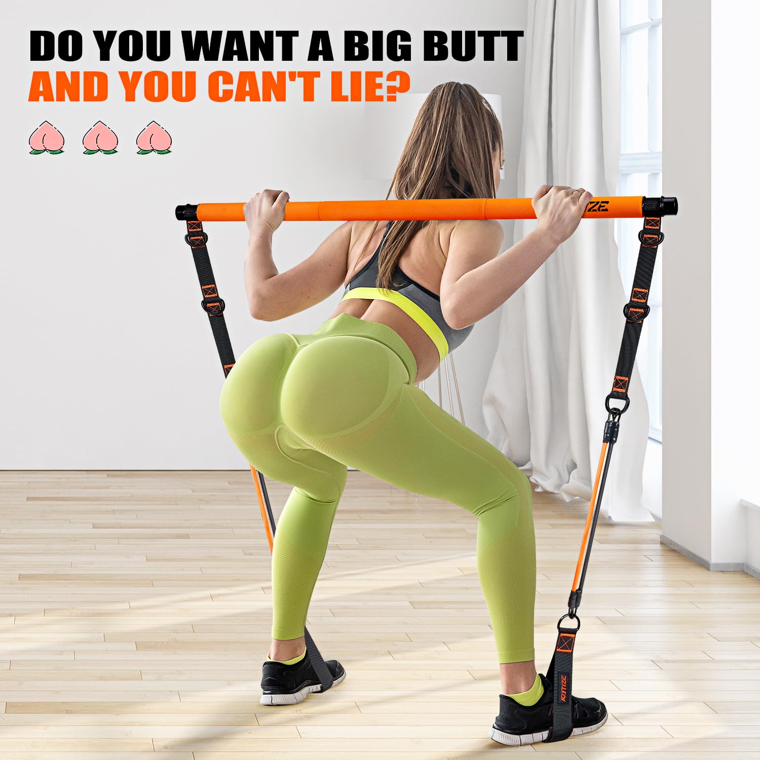 KUTIZE Pilates Bar Kit with Resistance Bands, Pilates Equipment, Multifunctional Resistance Bands with Bar for Women & Men, Home Gym Strength Training Equipment for Hip, Back, Arm, Full-Body Workouts