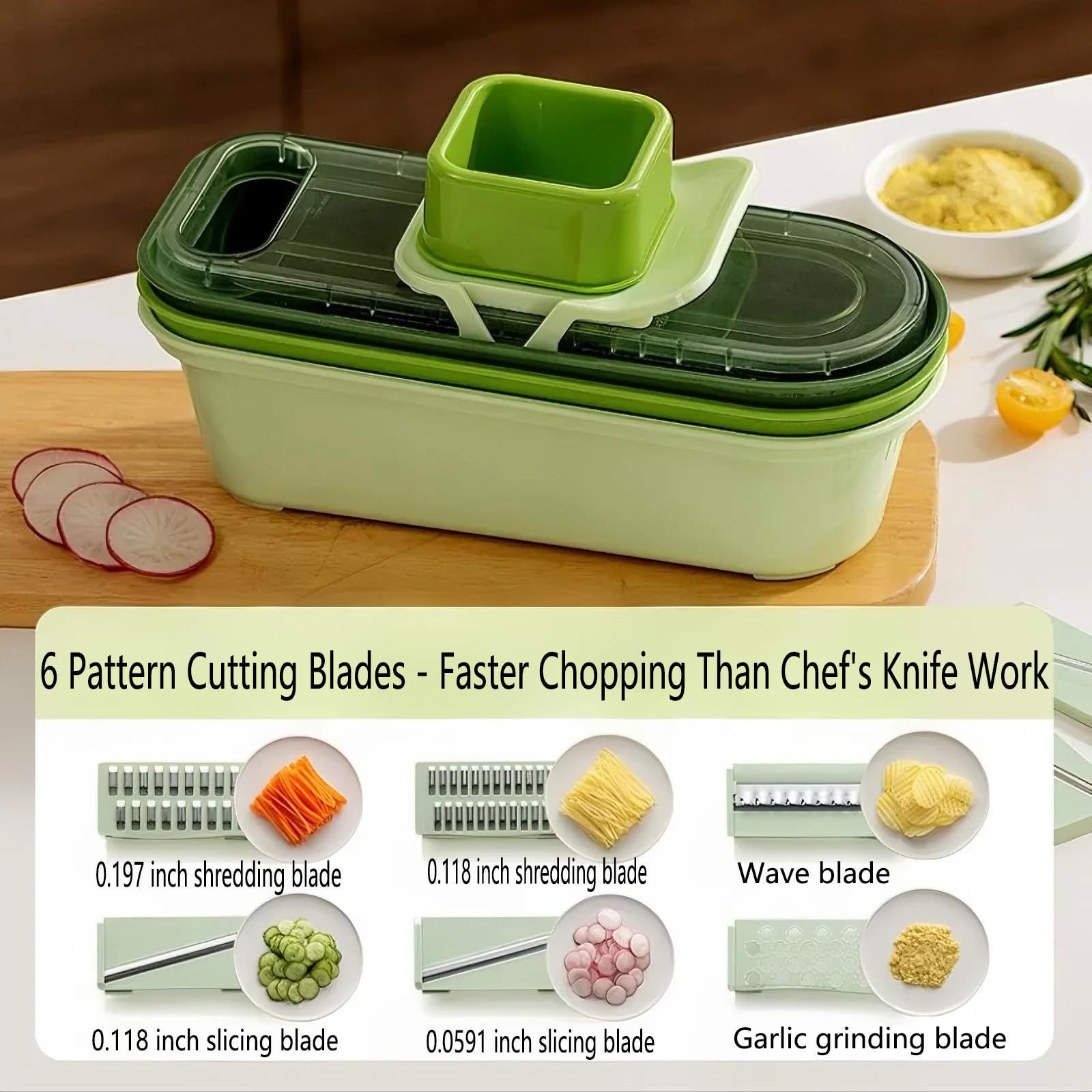 Stainless Steel Box Grater with Container - 6-in-1 Kitchen Slicer & Shredder for Cheese, Vegetables, Fruits - Dishwasher Safe, Non-Slip Base, Ergonomic Handle