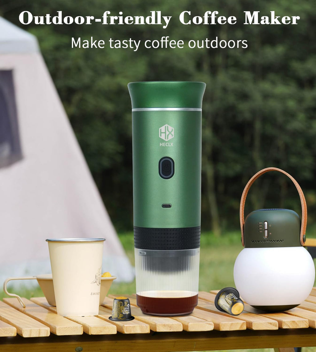 Portable Coffee Maker Espresso Machine for Travel，Picopresso Cafetera Portatil Travel Camping Espresso Maker Coffee Battery Operated Powered Usb,On the Go Coffee Machine Rechargeable Portátil,Green