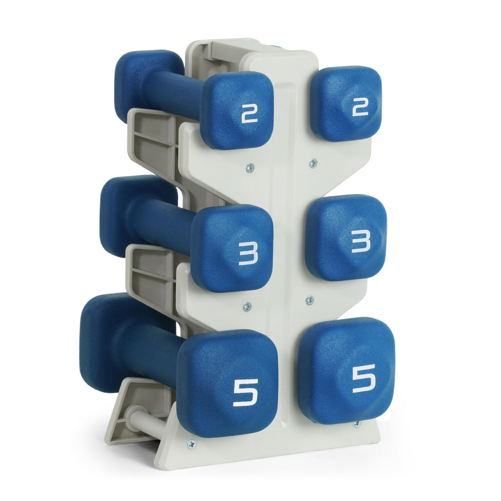Tone Fitness 20 LB Neoprene Dumbbell Set with Storage Rack – Non-Slip, Anti-Roll Hand Weights for Home Gym Workouts - Blue