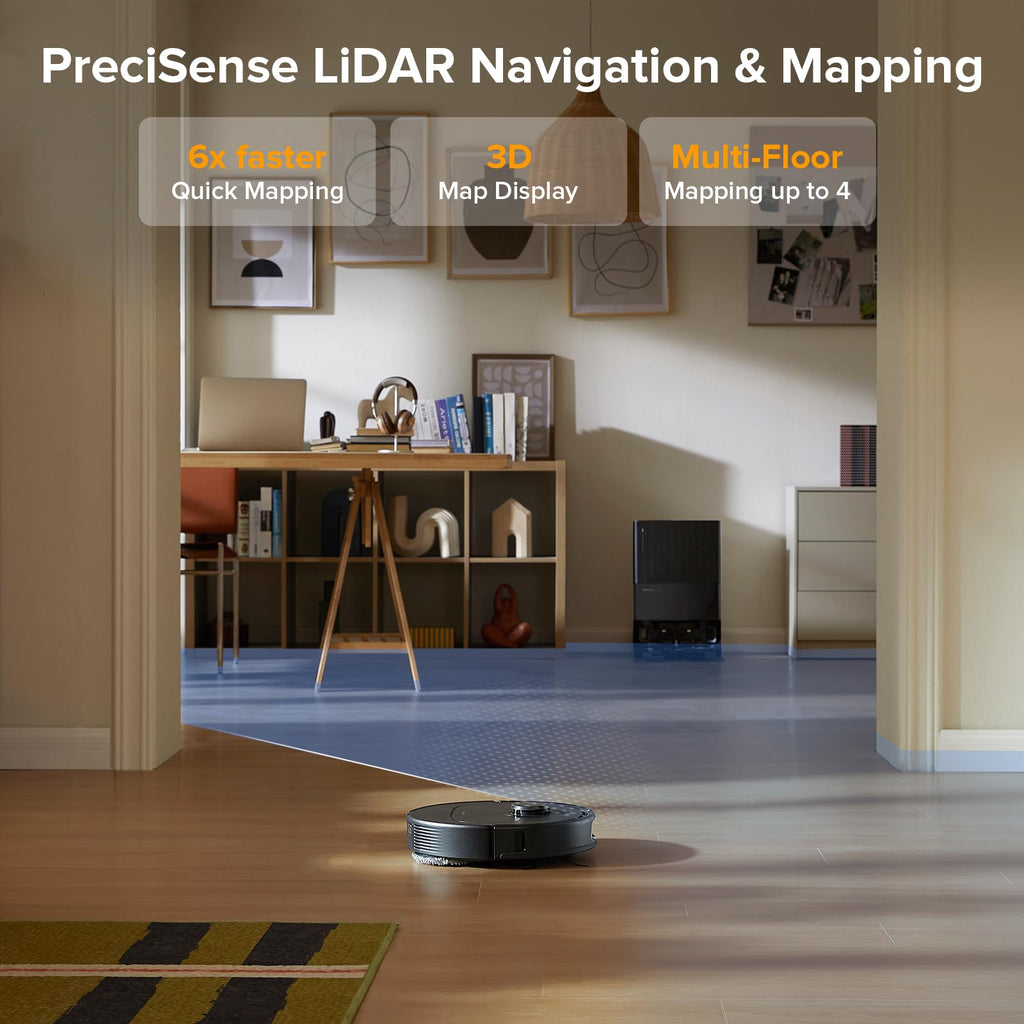 roborock Qrevo Series Robot Vacuum and Mop, 8000Pa Suction, Upgraded from Qrevo S, Anti-Tangle Brushes, Smart Obstacle Avoidance, Auto Mop Washing, All-in-One Dock, 200RPM Spinning Mops, Black(QV 35A)