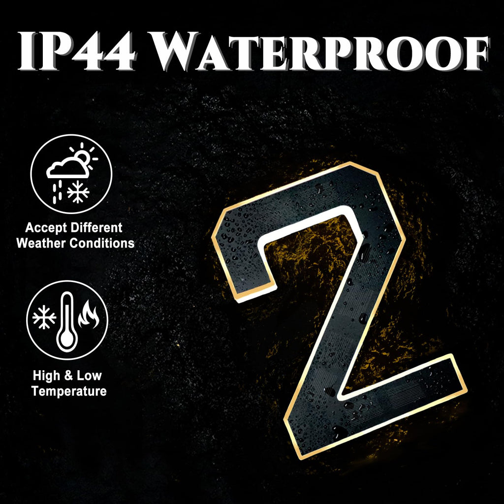 ISUNMEA 9 Inch Solar Lighted House Numbers for Outside, Light Up Waterproof LED Address Numbers Signs for Houses, Large Personalized Illuminated Exterior Modern House Numbers Light (1-Black, 9IN)