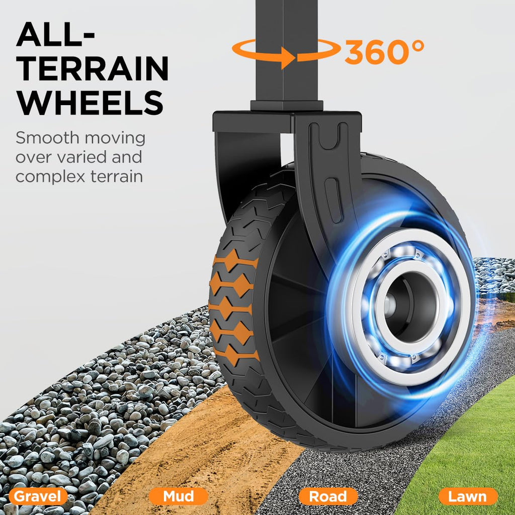 InBrave Collapsible Wagon Cart Foldable Beach Wagon with All-Terrain Wheels - 380 LBS Heavy Duty Grocery Cart for Shopping, Beach, Camping, Sports, Garden (Black)