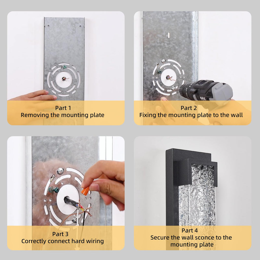 Hyunbae Outdoor Wall Light, 18.9" Large LED Modern Outdoor Wall Sconce, Waterproof Exterior Lighting Fixture with Acrylic Water Ripple Lamp 2700K Outdoor Porch Lights for House, Garage Dimmable