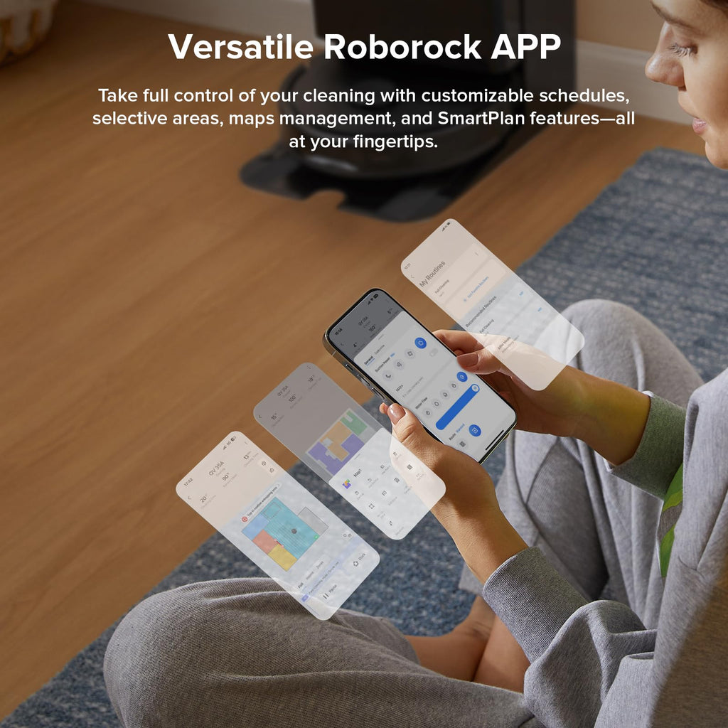 roborock Qrevo Series Robot Vacuum and Mop, 8000Pa Suction, Upgraded from Qrevo S, Anti-Tangle Brushes, Smart Obstacle Avoidance, Auto Mop Washing, All-in-One Dock, 200RPM Spinning Mops, Black(QV 35A)