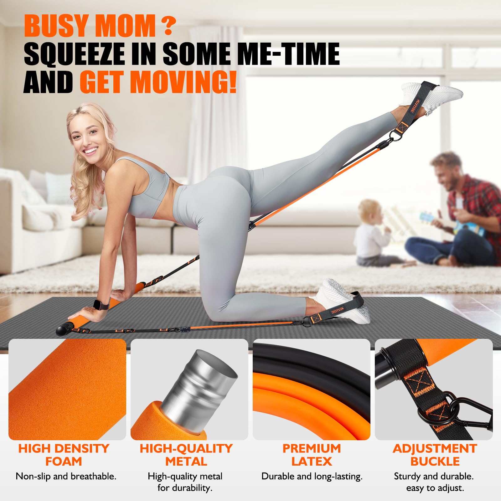 KUTIZE Pilates Bar Kit with Resistance Bands, Pilates Equipment, Multifunctional Resistance Bands with Bar for Women & Men, Home Gym Strength Training Equipment for Hip, Back, Arm, Full-Body Workouts