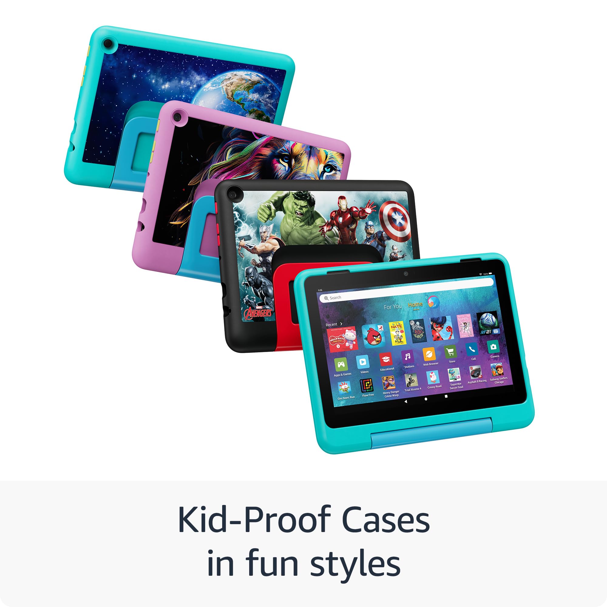 Amazon Fire HD 8 Kids Pro tablet (newest model), ages 6-12. Bright 8" HD screen, includes ad-free content, parental controls, 13-hr battery, slim case for older kids, 32GB, Hello Teal