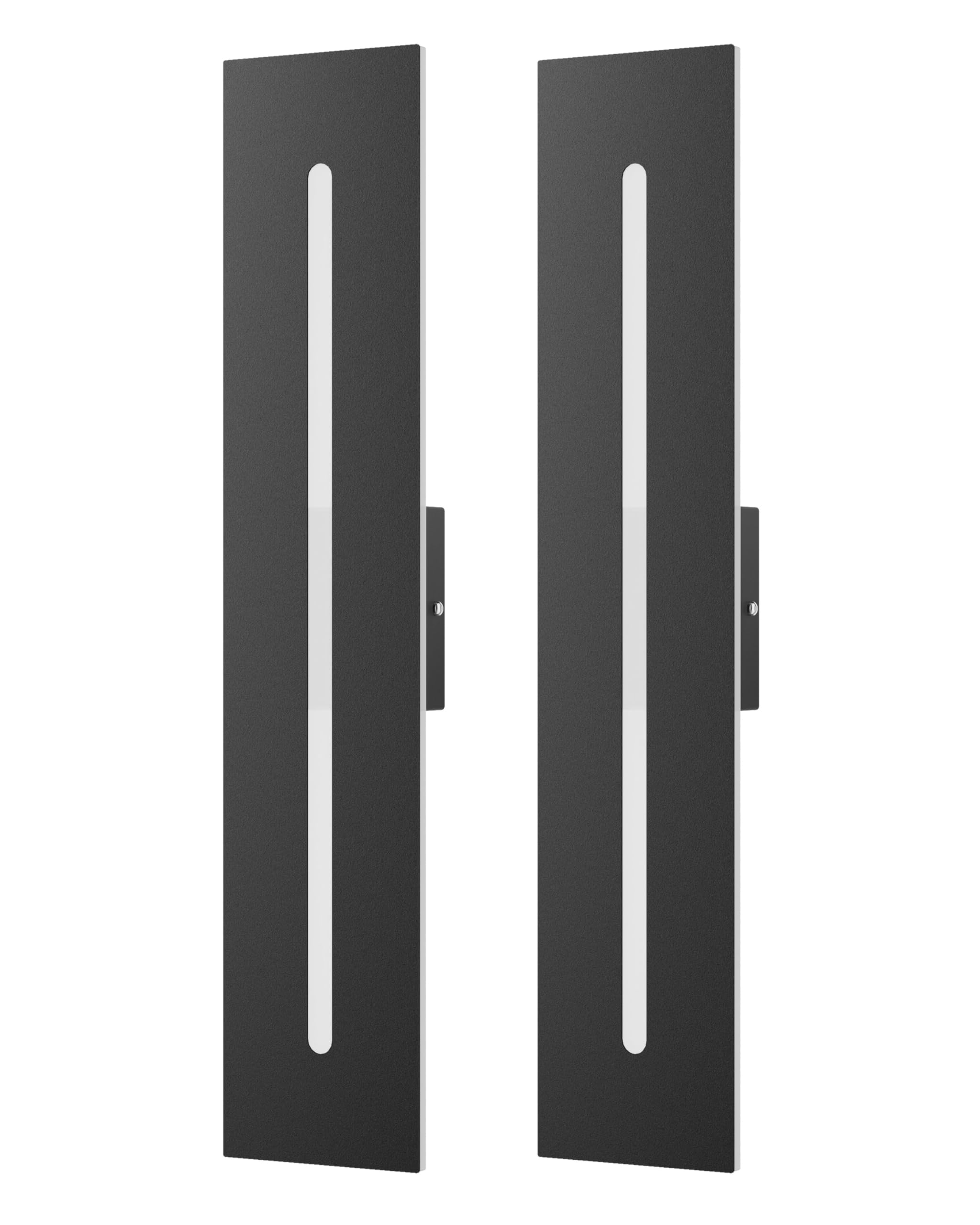 EDISHINE 23.6" Long Modern Outdoor Wall Lights, 2 Pack Rectangular Wall Mount Lighting Fixture, Iron & Acrylic, 3CCT, IP65 Waterproof, Dimmable LED Exterior Wall Sconce for Garage, Patio, Black