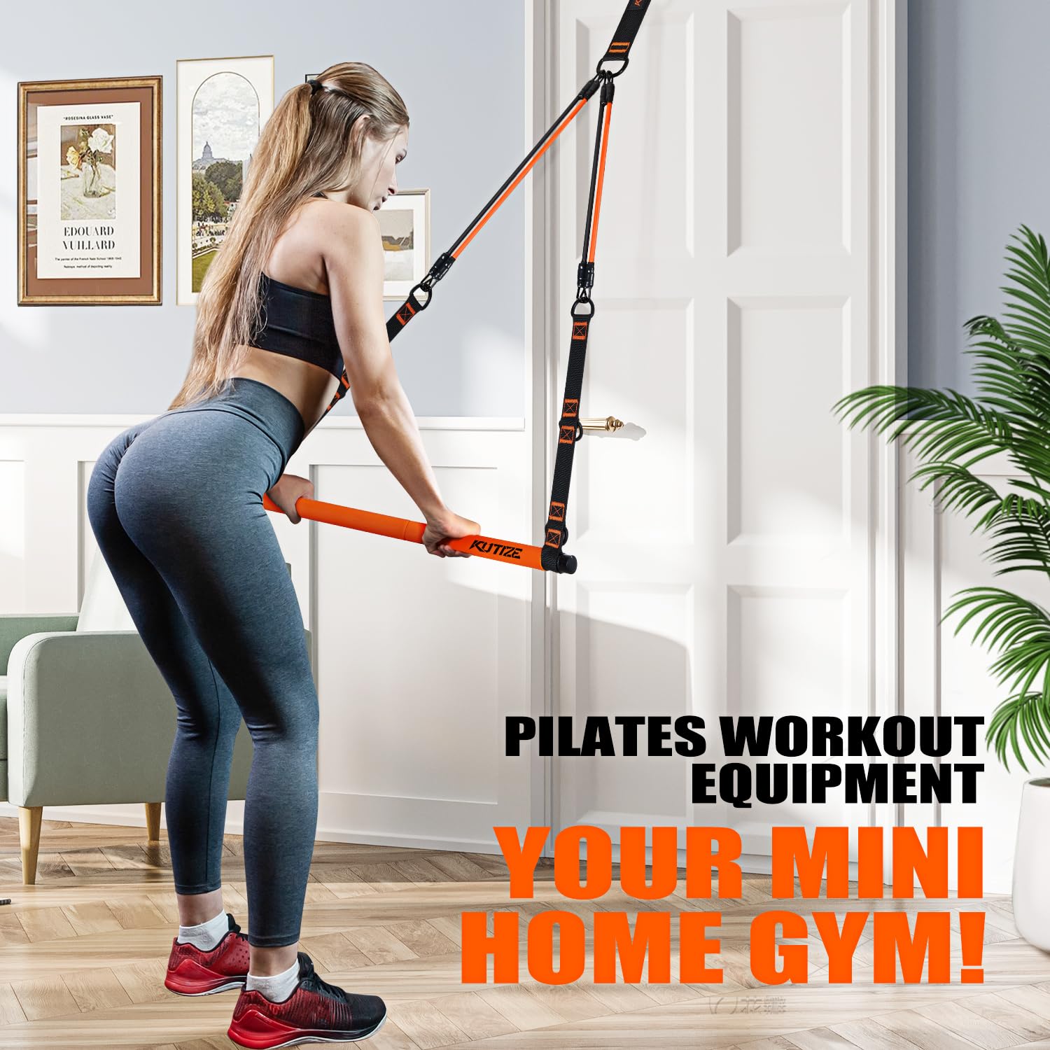 KUTIZE Pilates Bar Kit with Resistance Bands, Pilates Equipment, Multifunctional Resistance Bands with Bar for Women & Men, Home Gym Strength Training Equipment for Hip, Back, Arm, Full-Body Workouts