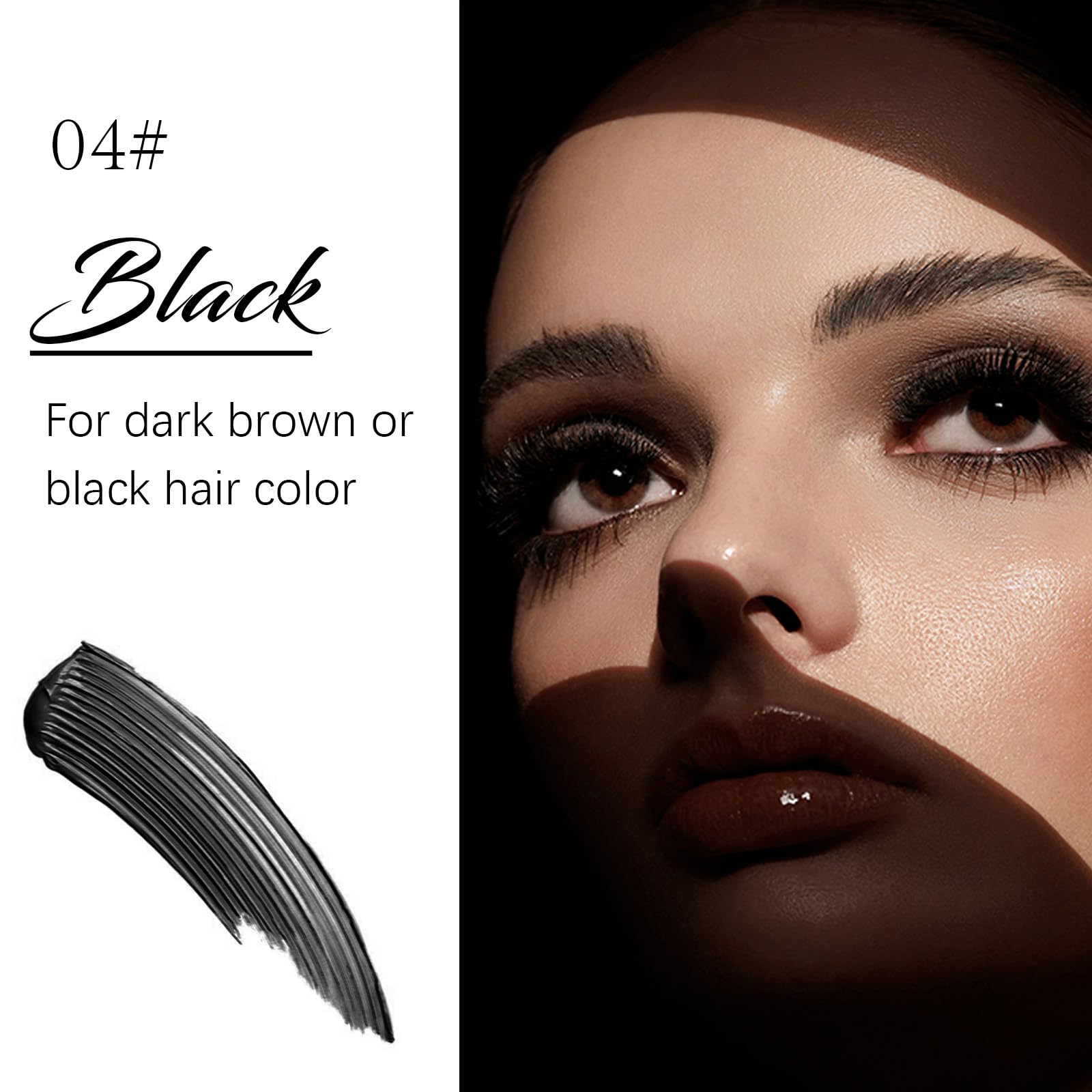 Peel Off Eyebrow Gel, Waterproof Tattoo Eyebrow Gel Easy Peel Off for Women, Last Up to 3 Days Natural Brow Color, Easy Application for All Skin Types -04 Black