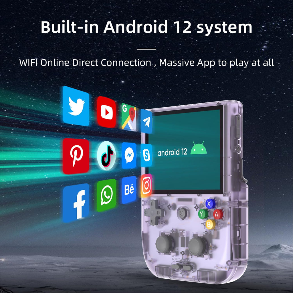 RG405V Retro Handheld Game Console , Unisoc Tiger T618 Android 12 System 4.0 Inch IPS Touch Screen Support 5G WiFi Bluetooth 5.0 with 128G TF Card 3172 Games 5500mAh Battery (Purple)