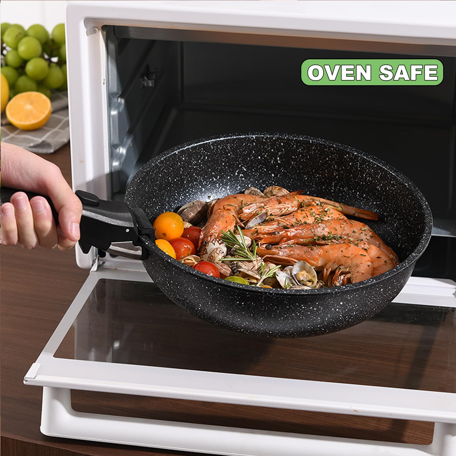 UMETRE Pots and Pans Set, Nonstick Detachable Handle Cookware Set, Induction Kitchen Cookware Set with Removable Handle, Healthy Non Stick Cookware, Dishwasher ＆ Oven Safe, PFOA Free