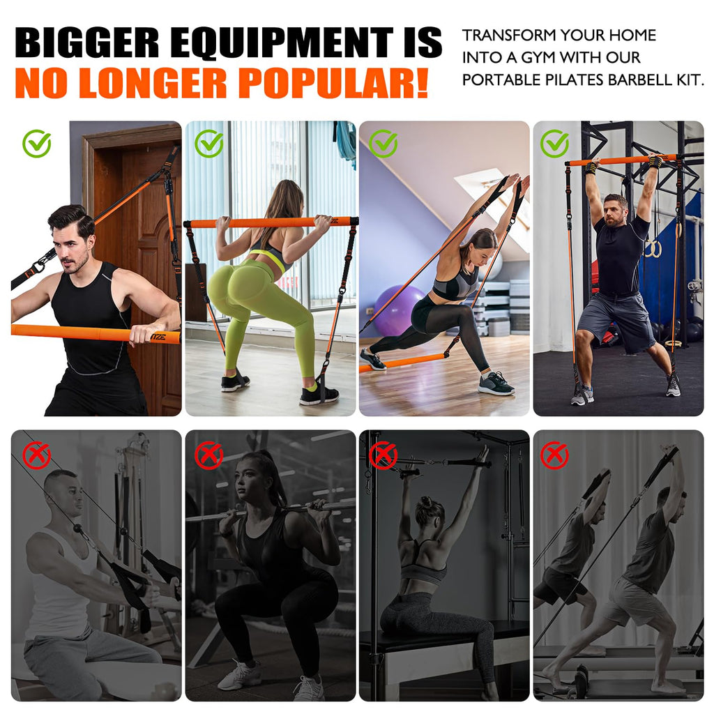 KUTIZE Pilates Bar Kit with Resistance Bands, Pilates Equipment, Multifunctional Resistance Bands with Bar for Women & Men, Home Gym Strength Training Equipment for Hip, Back, Arm, Full-Body Workouts