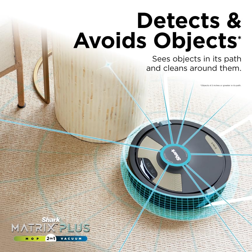 Shark Robot Vacuum & Mop Combo, Powerful Suction, Matrix Plus, 60-Day Debris Capacity, HEPA Bagless Self Empty Base, Sonic Mopping, Home Mapping for Pet Hair - Carpets & Hardfloor, AV2610WA