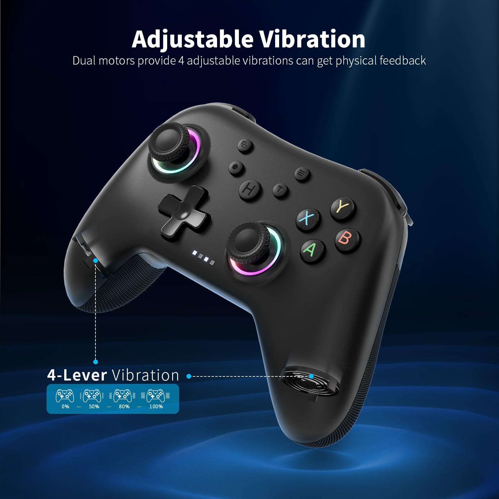 AceGamer Aurora Generation 2.4G Wireless Bluetooth Controller for PC/Android/Switch/iOS/Steam Deck, Hall Joysticks and RGB Light- Upgraded PC Gaming Controller and Back Buttons Lock (Black)