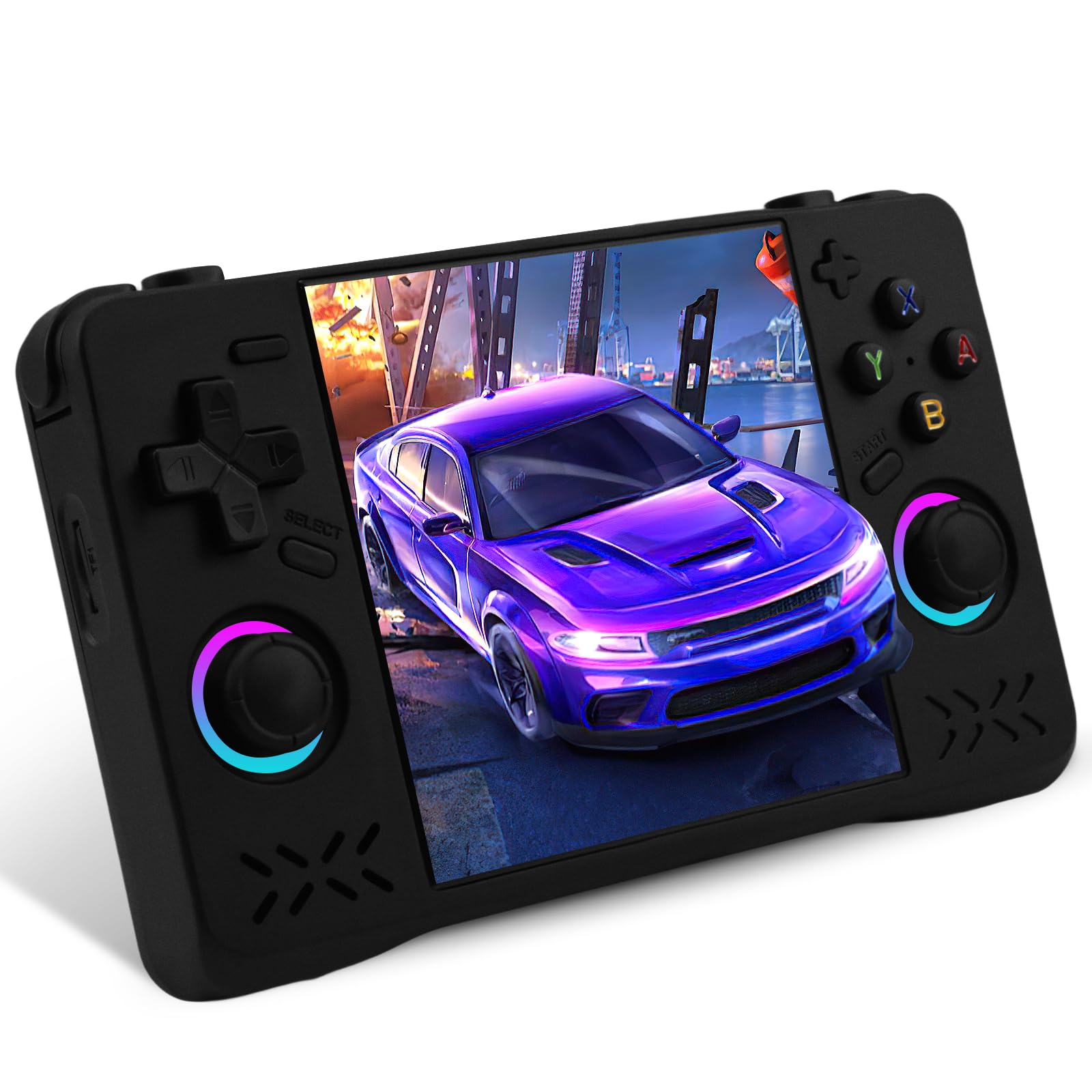 Upgraded XF40H Handheld Game Console, Retro Gaming Console Preloaded Classic Games with Multiple Emulators, 4.0 Inch 4K HD IPS Screen Open Source Linux System, Pocket Video Gaming (Black-128G)