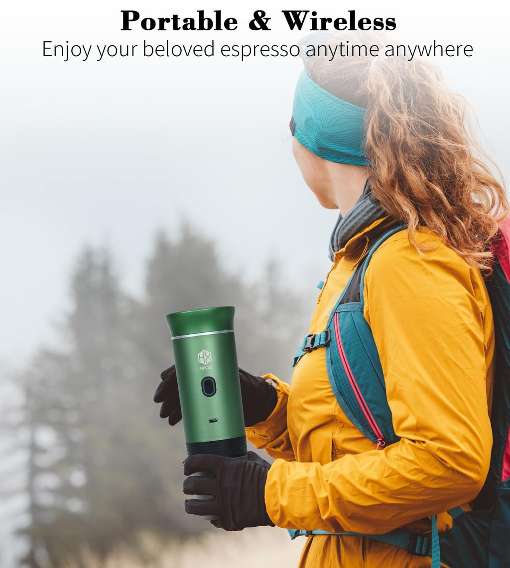 Portable Coffee Maker Espresso Machine for Travel，Picopresso Cafetera Portatil Travel Camping Espresso Maker Coffee Battery Operated Powered Usb,On the Go Coffee Machine Rechargeable Portátil,Green