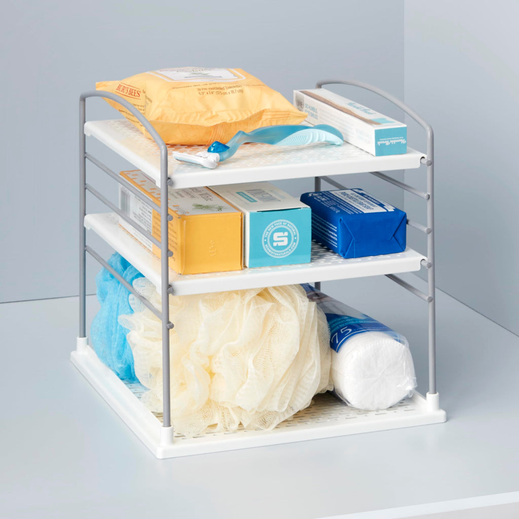YouCopia UpSpace Cabinet Box Organizer, Adjustable Kitchen Pantry Shelf for Plastic Wrap and Foil Storage, Small Classic Edition