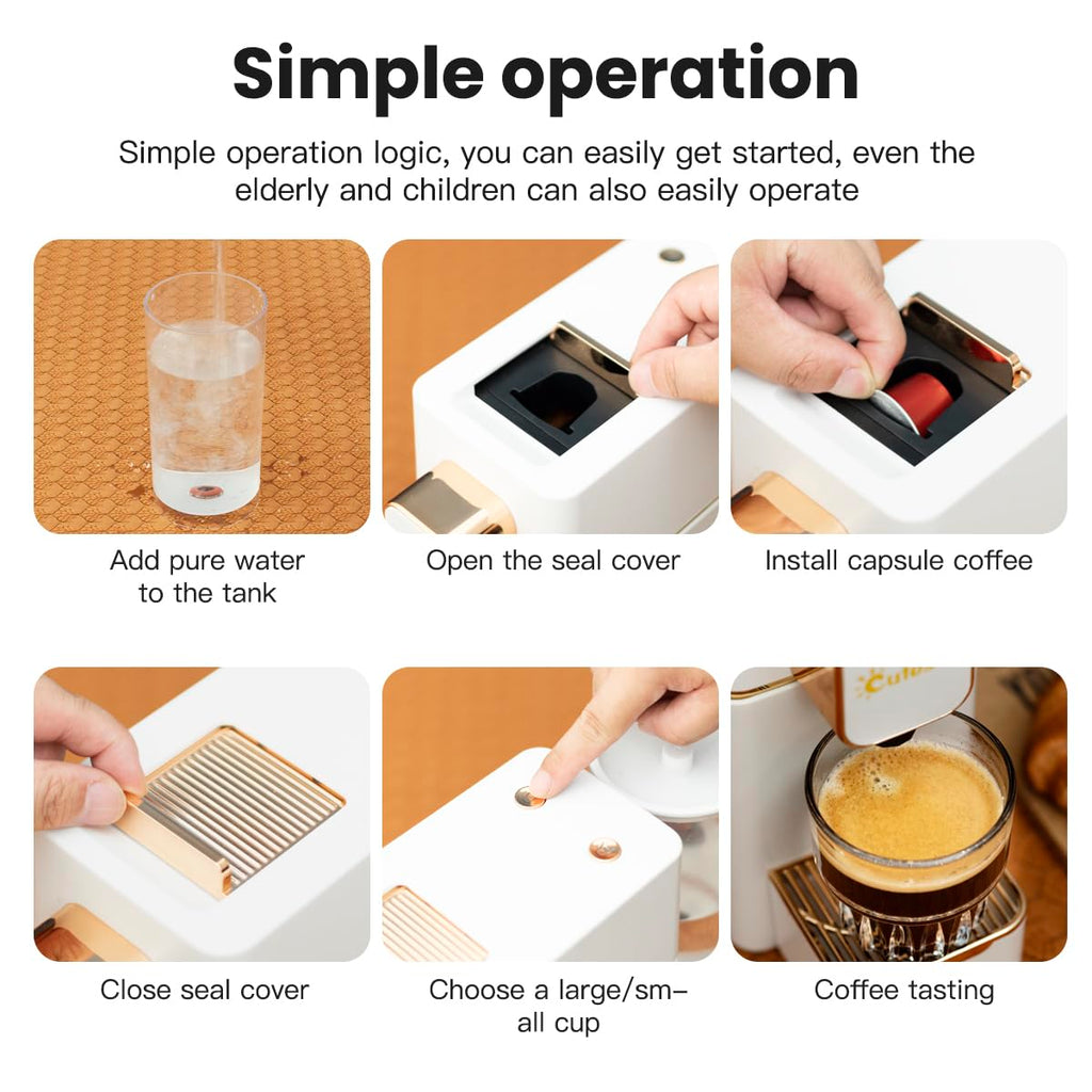 Espresso Machine for Coffee Capsules Compatible with Nespresso OriginalLine Machine, Espresso Maker for Nespresso OriginalLine, Bestpresso Coffee Capsules Peet's Espresso more (White)