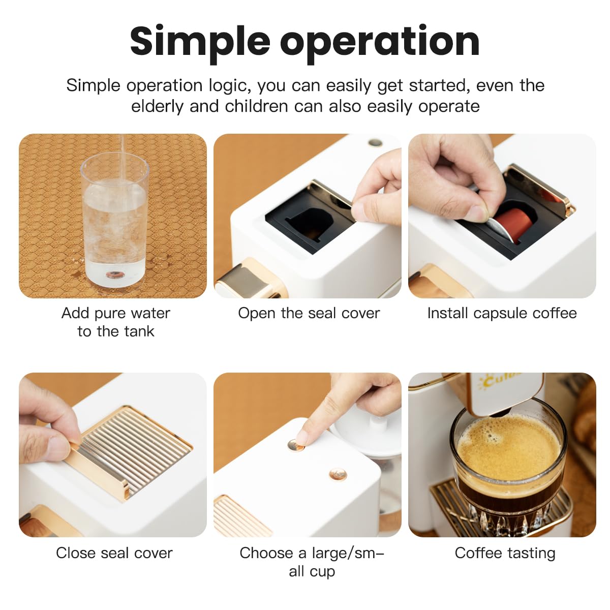 Espresso Machine for Coffee Capsules Compatible with Nespresso OriginalLine Machine, Espresso Maker for Nespresso OriginalLine, Bestpresso Coffee Capsules Peet's Espresso more (White)