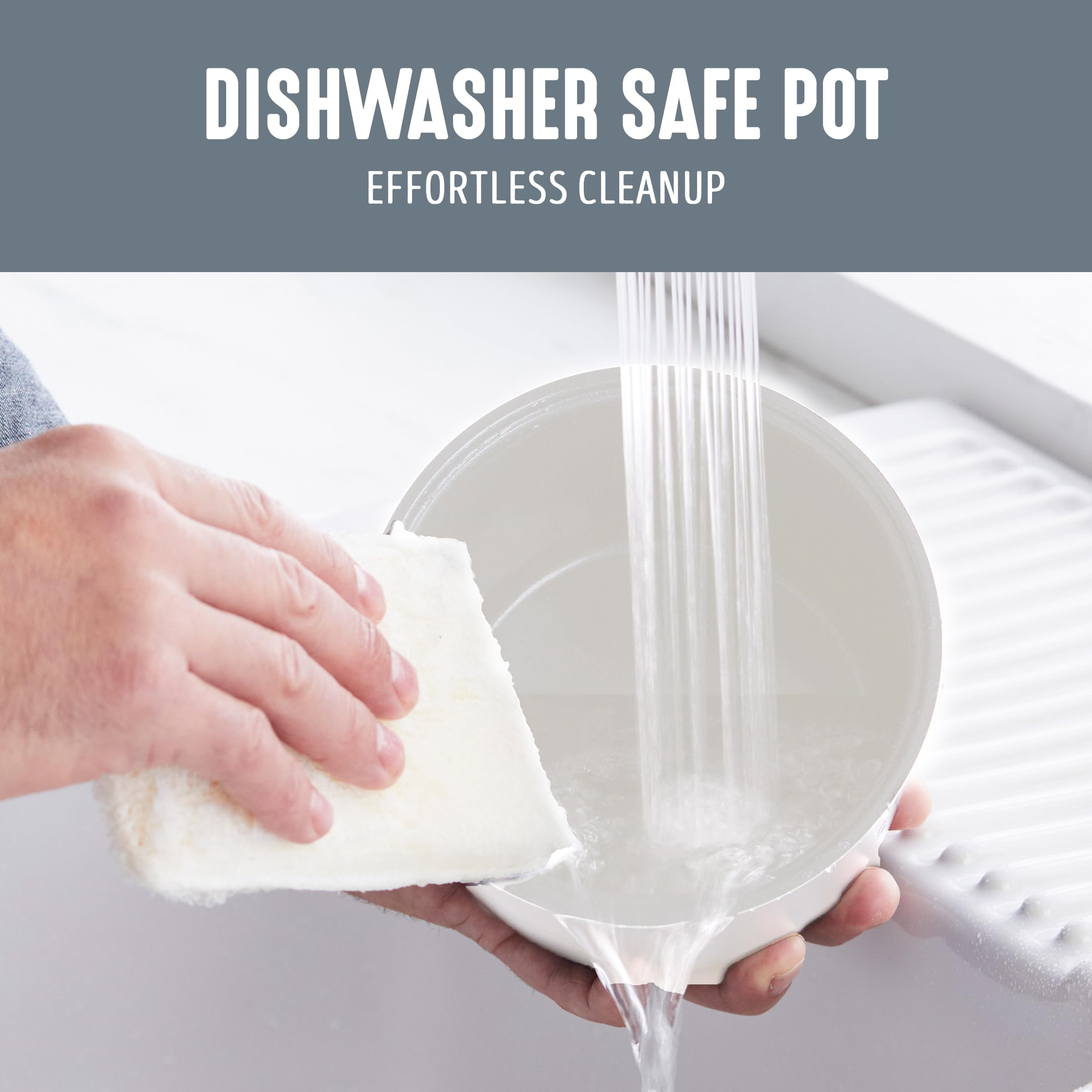 GreenLife Electric Rice Cooker, 3-Cups Uncooked/6-Cups Cooked, Removable PFAS-Free Nonstick Pot, One-Switch Design, Auto Keep Warm, Small Space Saving, Rice Paddle, Soup, Grains, Oatmeal, 1.5 QT, Grey