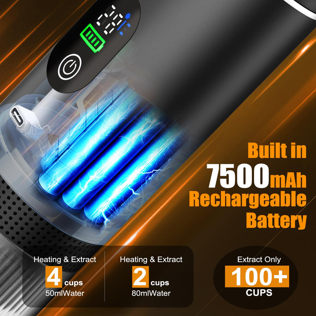 Zordin Portable Espresso Machine for Hiking Smart Display, 20 bar Mini Travel Coffee maker, Expresso Coffee Machines with USB-C,3-in-1 Car Coffee Maker Self-Heating, Ground Coffee & Capsule(Ns&DG)