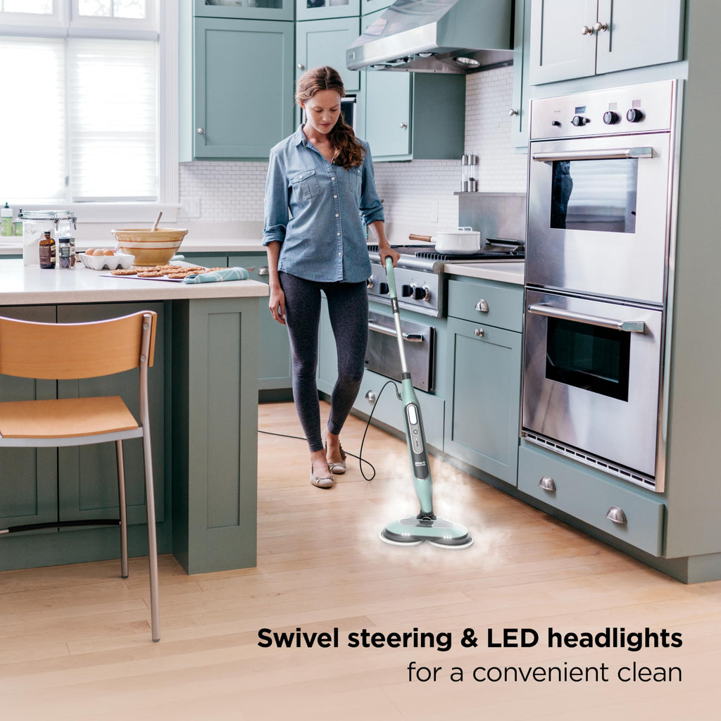 Shark Steam & Scrub Steam Mop, All-in-One Scrubbing and Sanitizing Hard Floor Cleaner, LED Headlights, 4 Dirt Grip Soft Scrub Pads Included, XL Water Tank, Swivel Steering, Hawaiian Grey, S8001