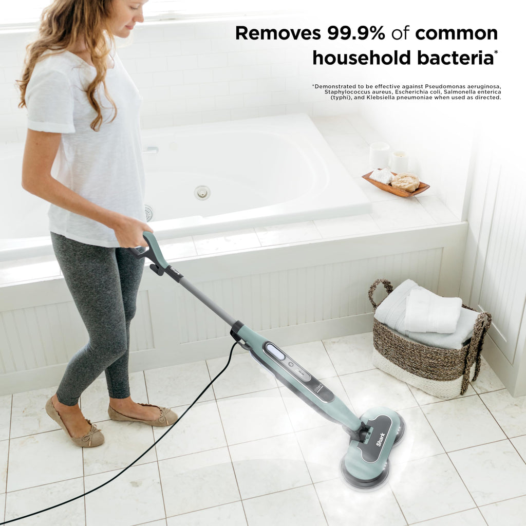 Shark Steam & Scrub Steam Mop, All-in-One Scrubbing and Sanitizing Hard Floor Cleaner, LED Headlights, 4 Dirt Grip Soft Scrub Pads Included, XL Water Tank, Swivel Steering, Hawaiian Grey, S8001